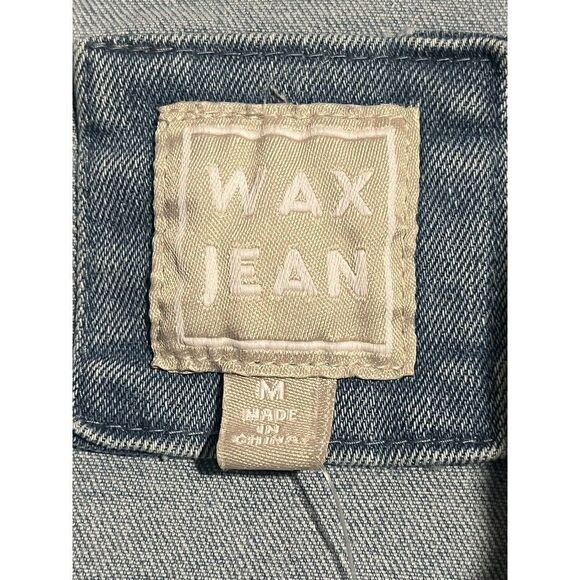 Wax Jean Jacket Womens Medium Denim Trucker Blue Stretch Buttons Long Sleeve NEW - Picture 6 of 11